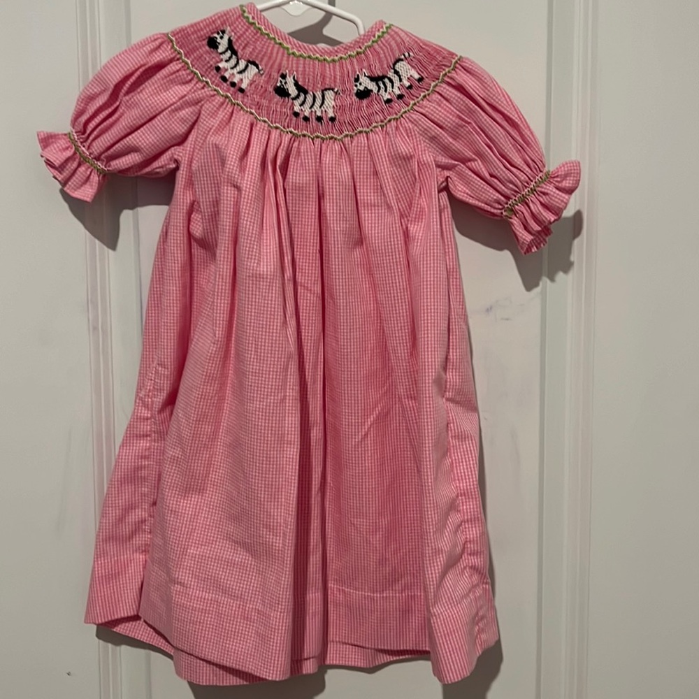 Pink Zebra Smocked Dress